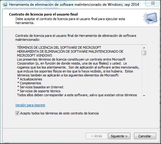 herramienta de Windows para eliminar software malintencionado